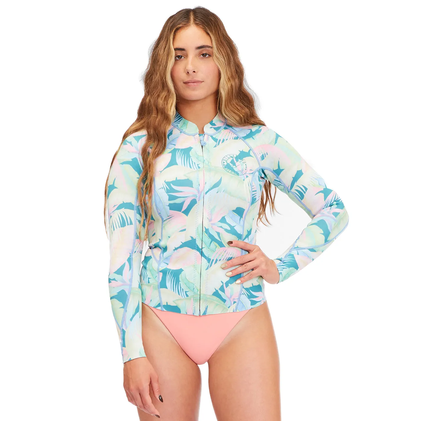 1mm Women's Billabong Peeky Wetsuit Jacket - Marine Tropic - GTD9