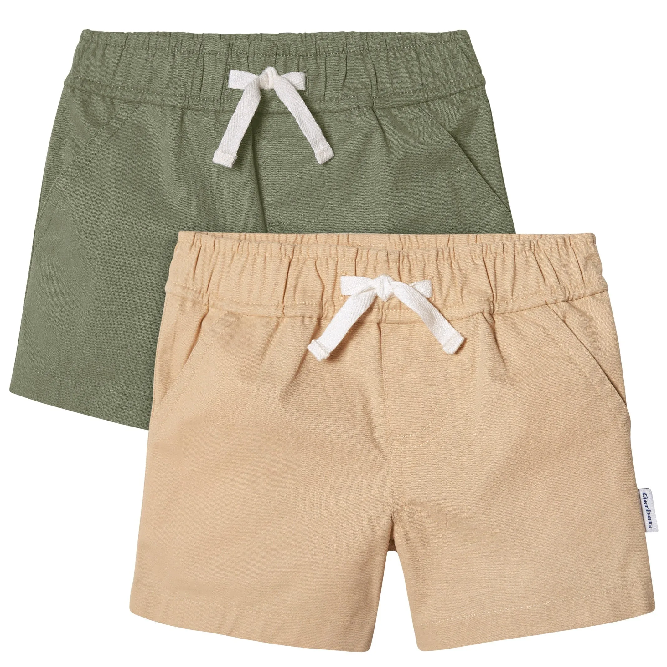 2-Pack Baby & Toddler Boys Olive and Dark Khaki Twill Shorts