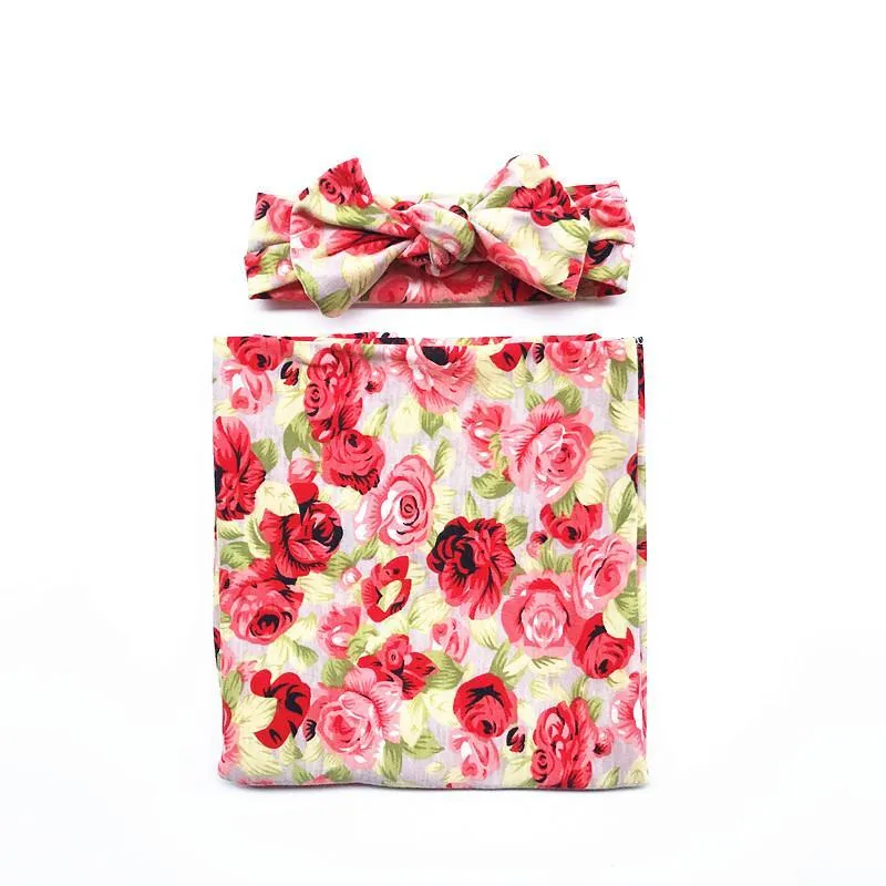 2-Piece Floral Wrapping Towel and Headband Set