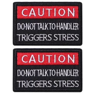 2Pcs Service Dog Patches, Caution Do Not Talk to Handler, Vests/Harnesses Emblem Embroidered Fastener Hook & Loop Patch