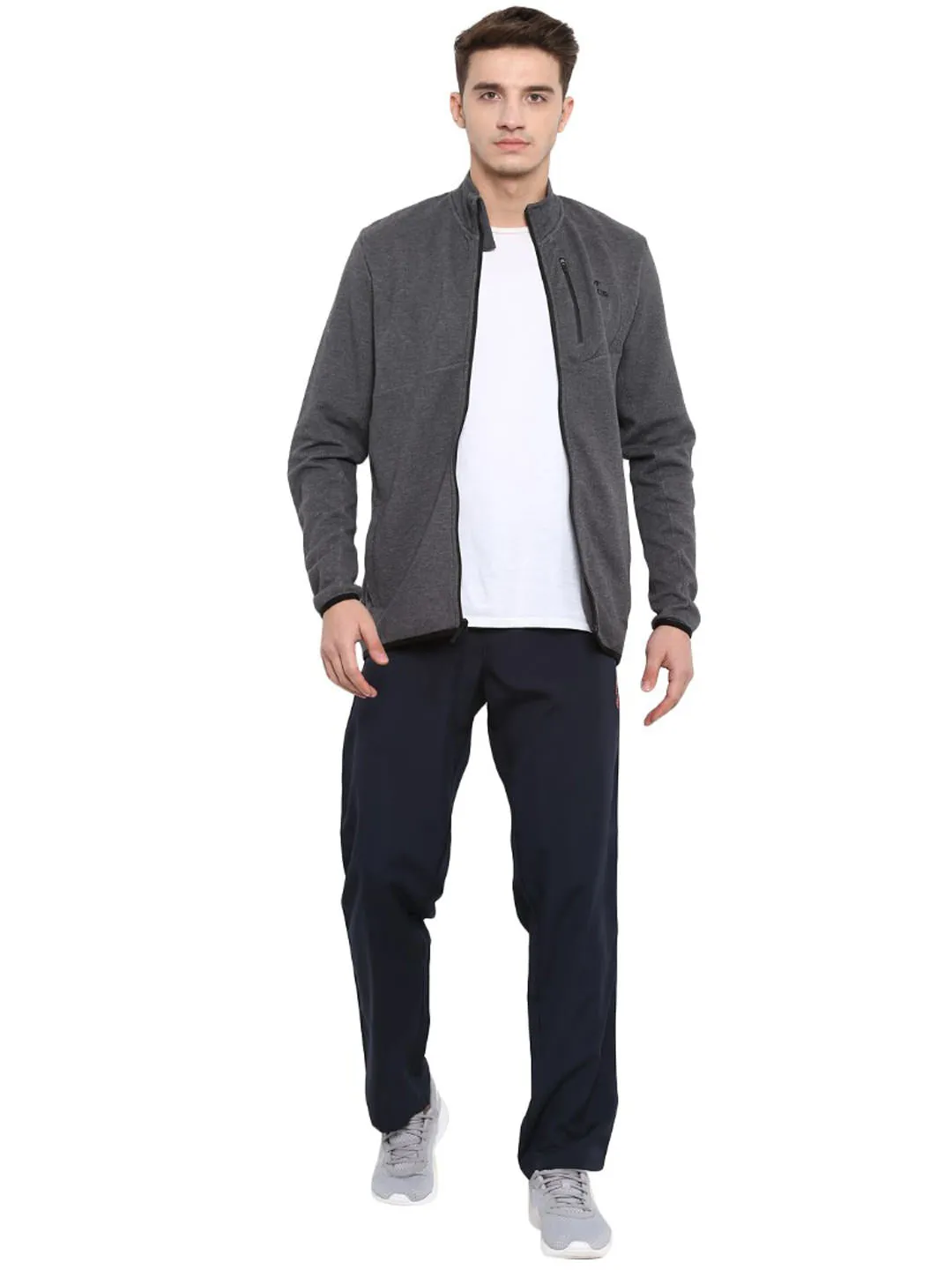 Alcis Men Charcoal Grey Antimicrobial Sporty Jacket