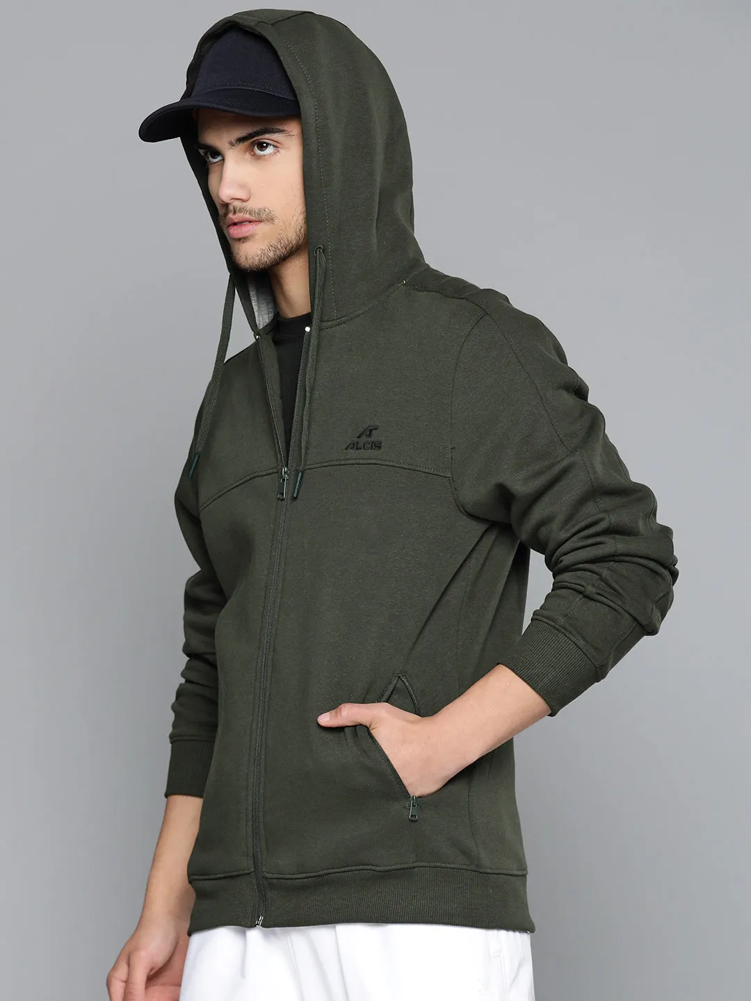 Alcis Men Olive Green Running Sporty Jacket