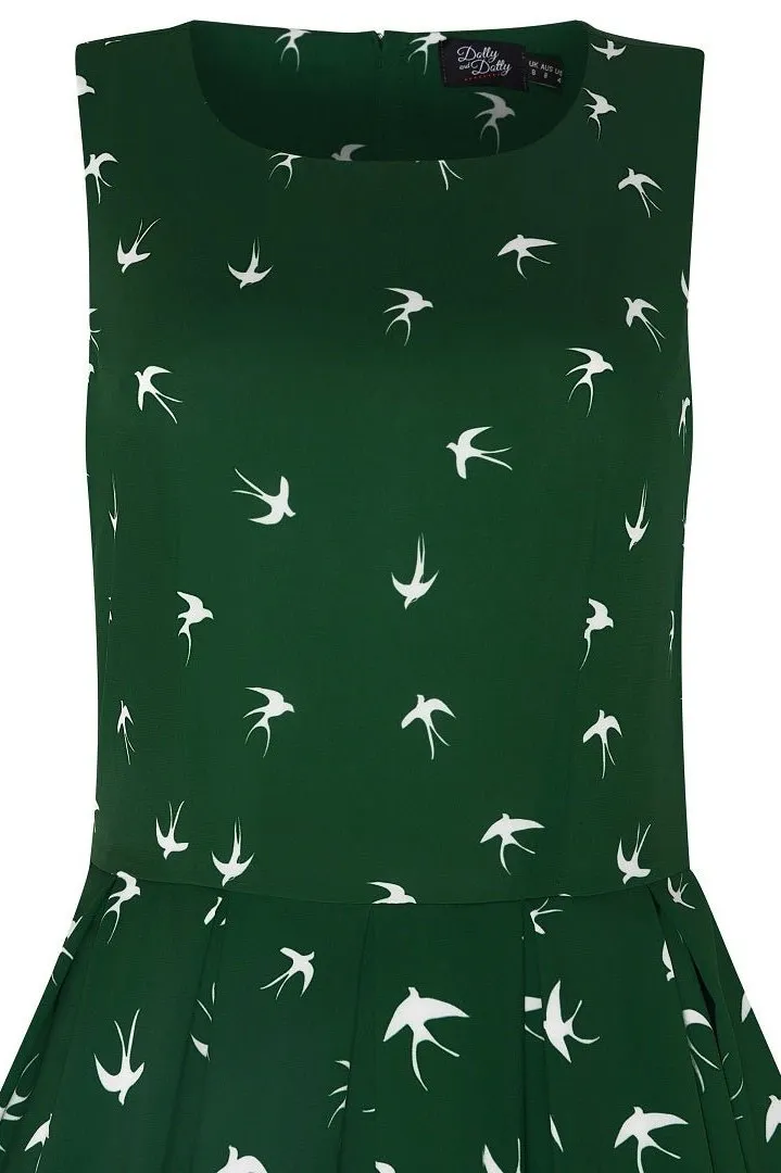 Annie Raising Bird Swing Dress in Green