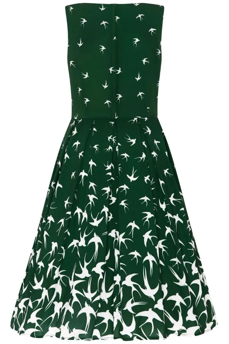 Annie Raising Bird Swing Dress in Green