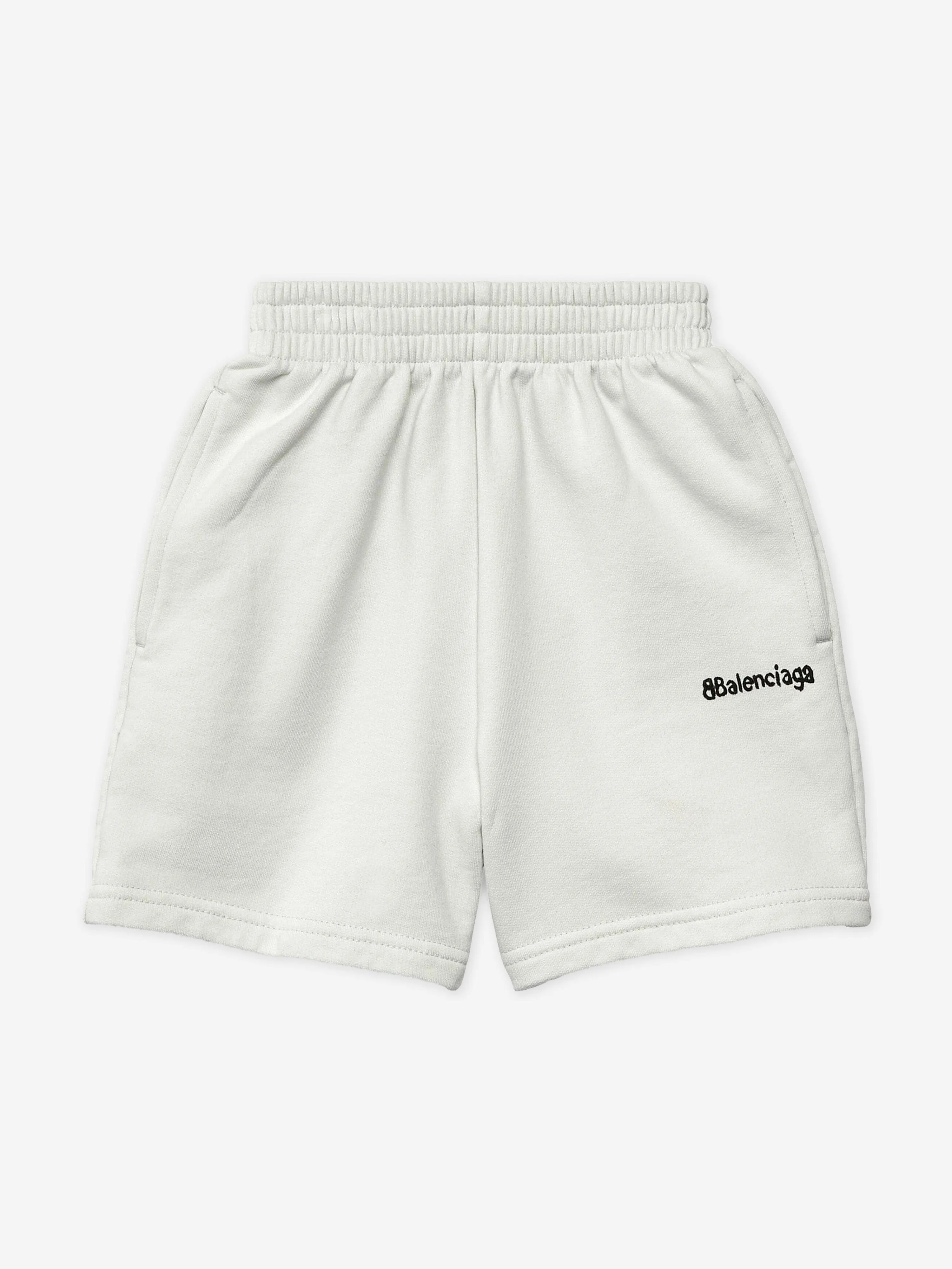 Balenciaga Kids Logo Jogging Shorts in White