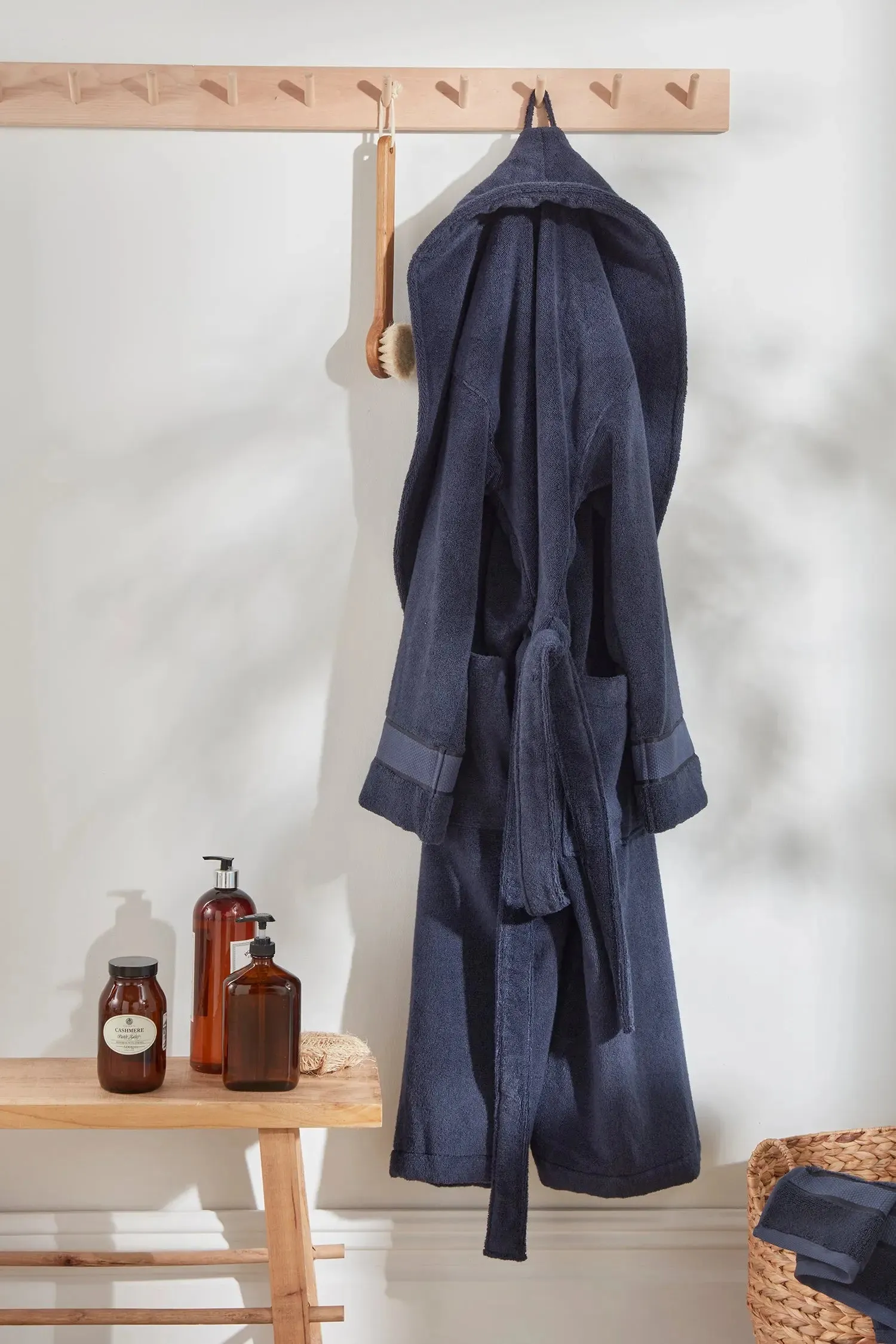 Bamboo Towelling Robe in Midnight