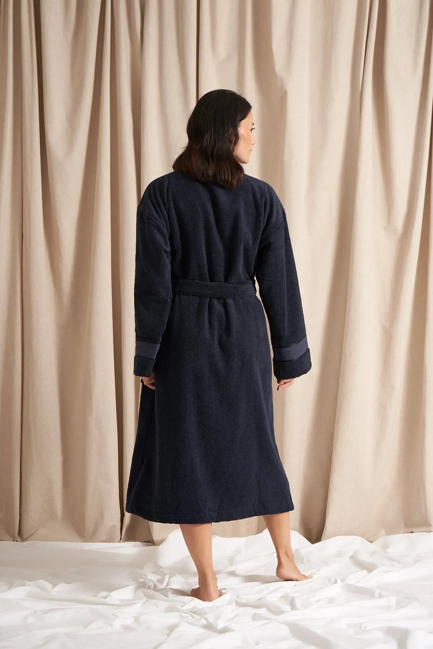 Bamboo Towelling Robe in Midnight