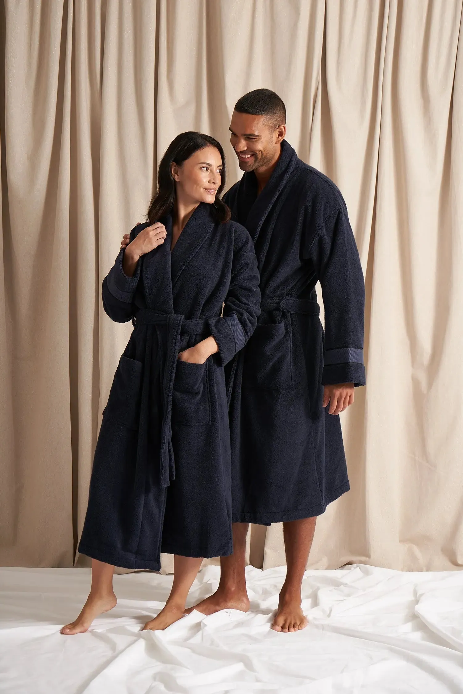 Bamboo Towelling Robe in Midnight