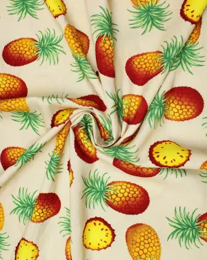 Beige And Multicolor Pineapple Design Rayon Fabric