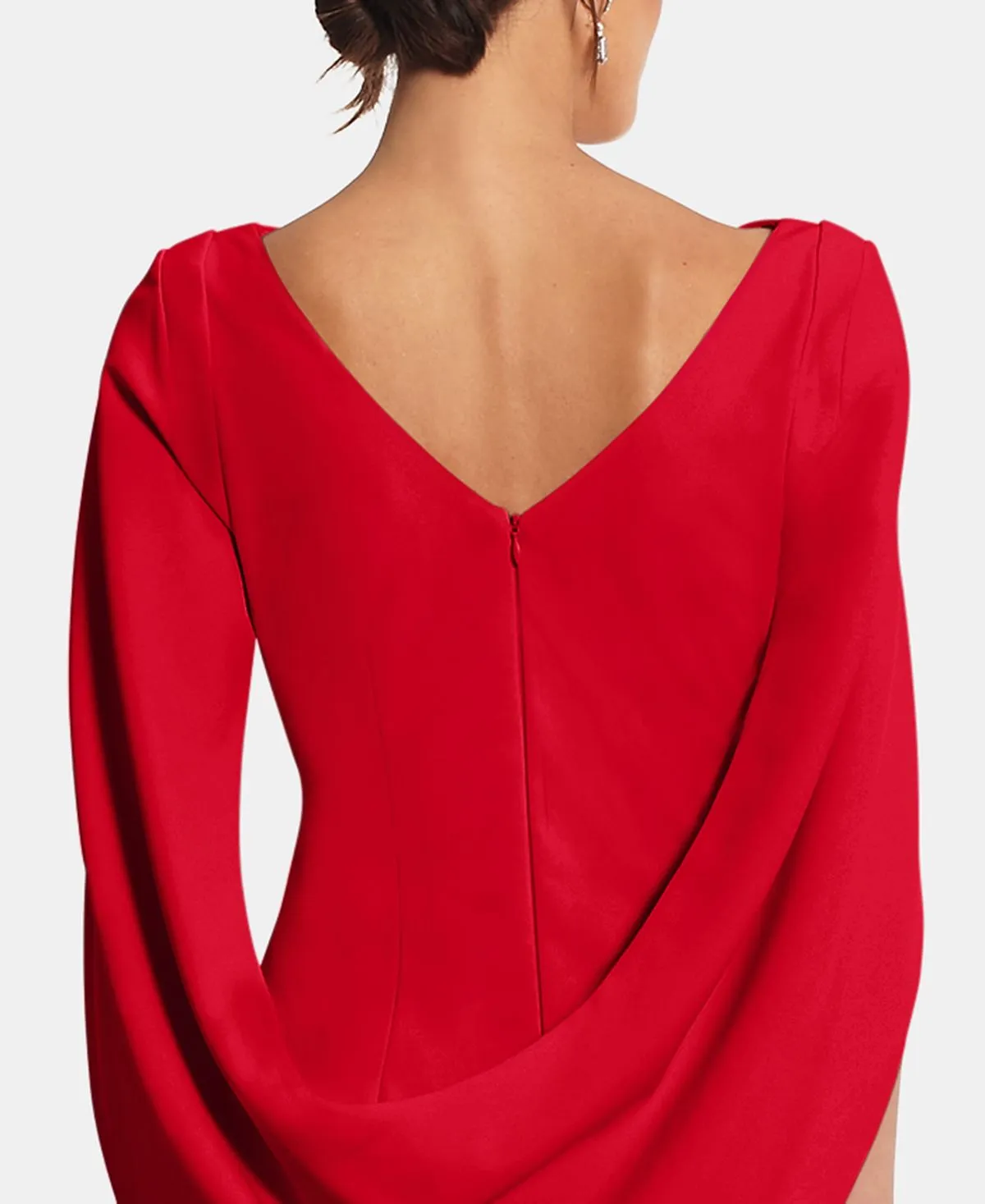 Betsy & Adam Sheath Dress with Cape, Red