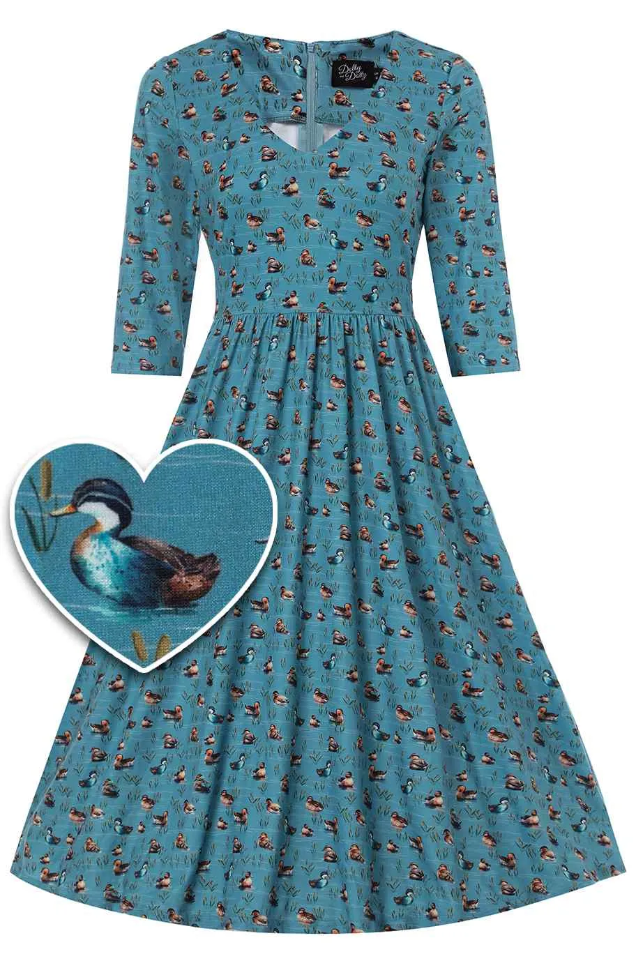 Billie Blue Duck Print Long Sleeved Dress