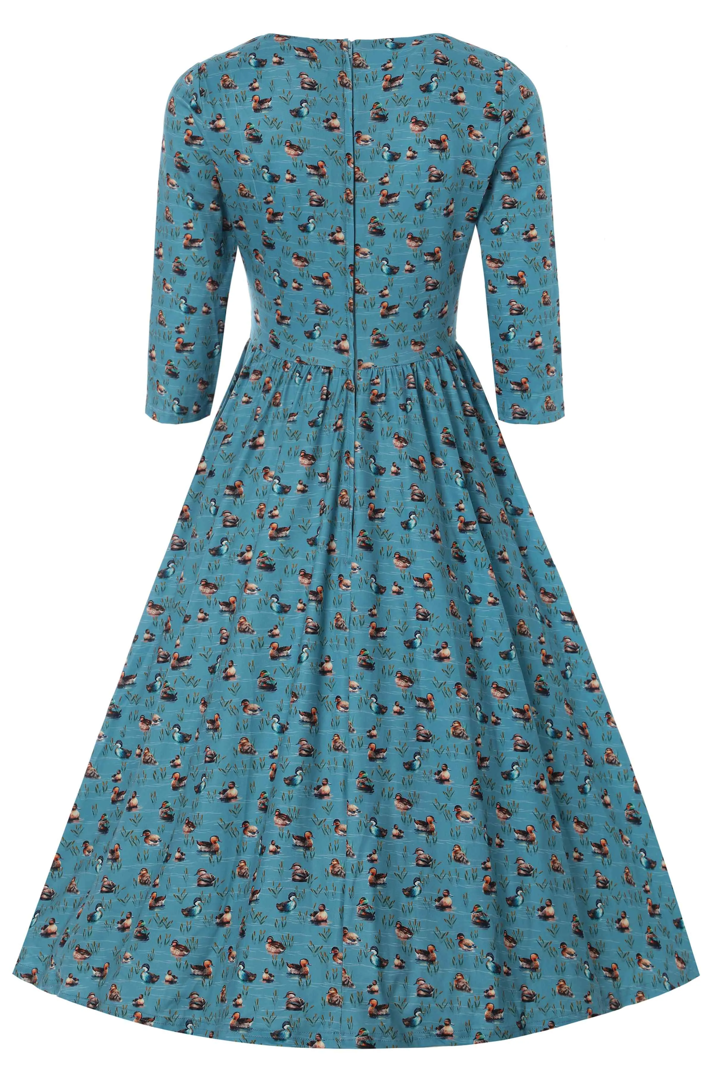 Billie Blue Duck Print Long Sleeved Dress