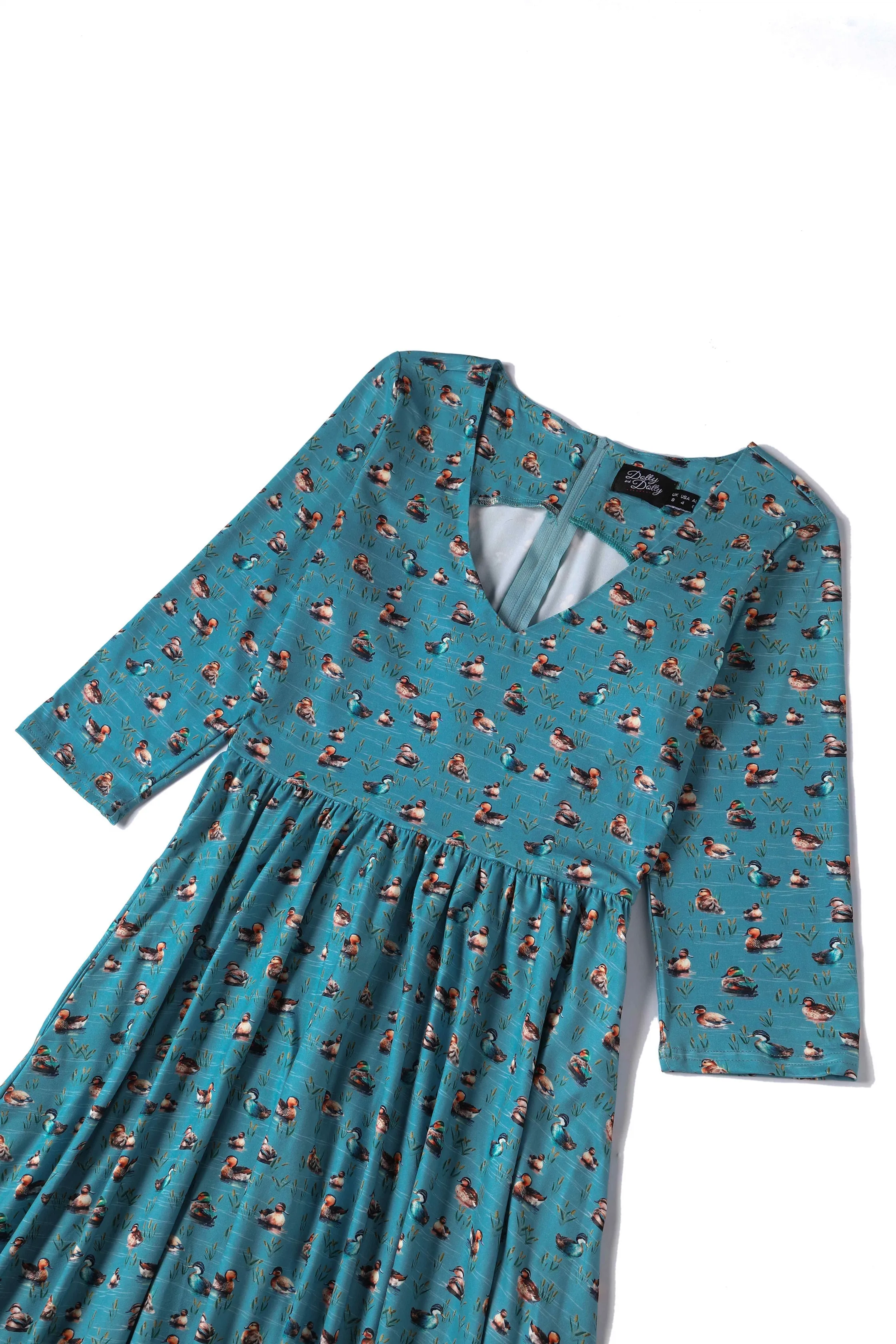 Billie Blue Duck Print Long Sleeved Dress