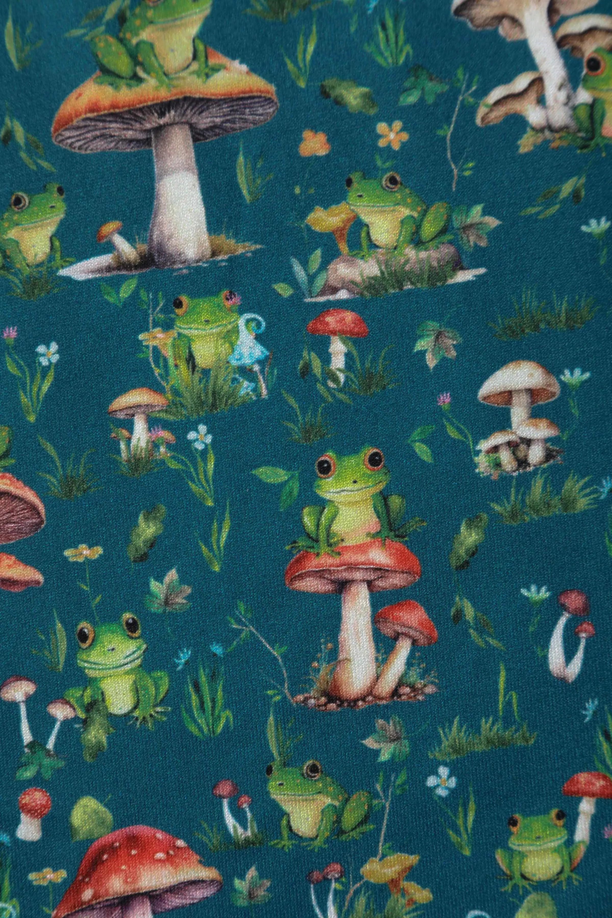 Billie Green Frog & Mushroom Print Dress