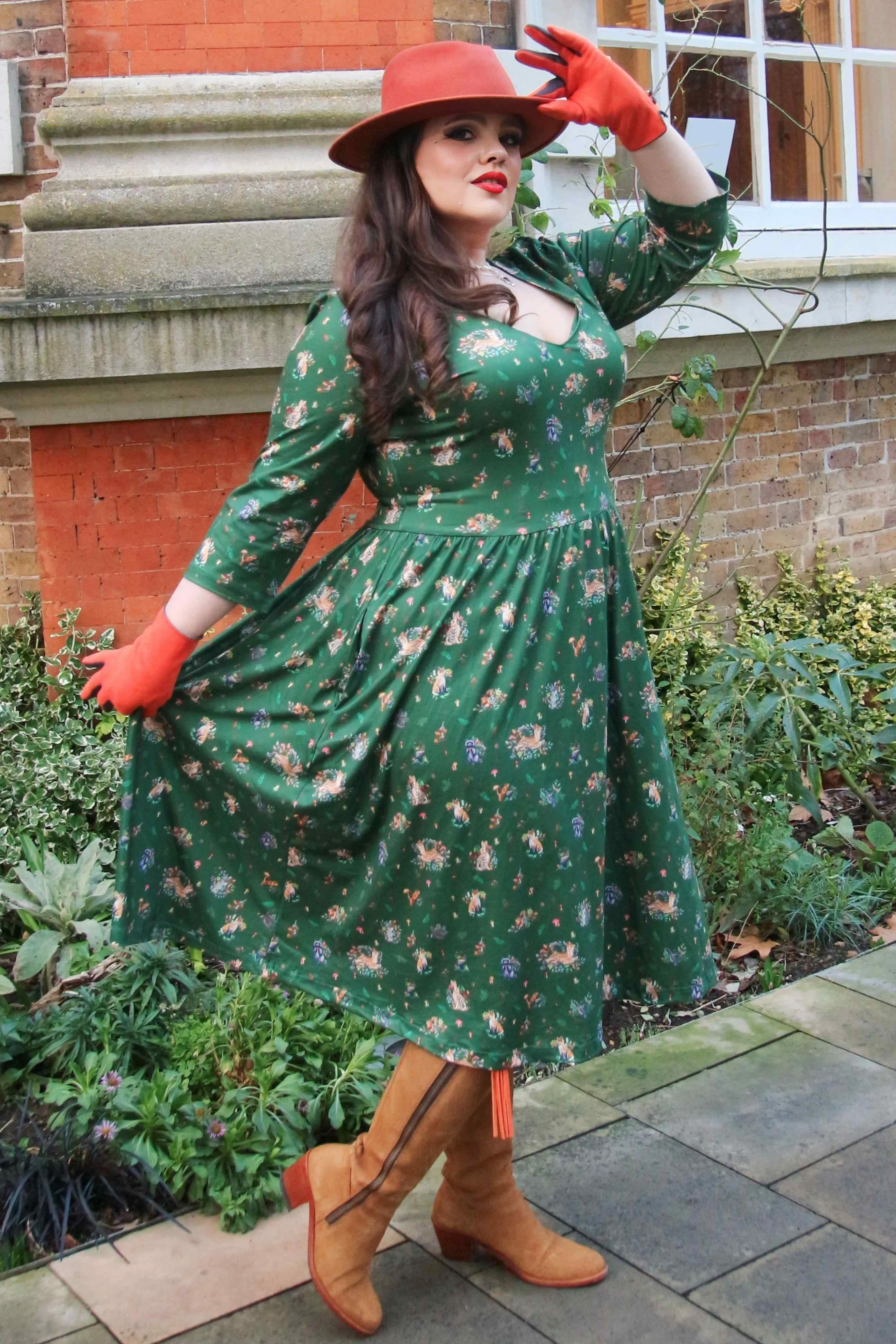 Billie Green Woodland Fox & Owl Dress