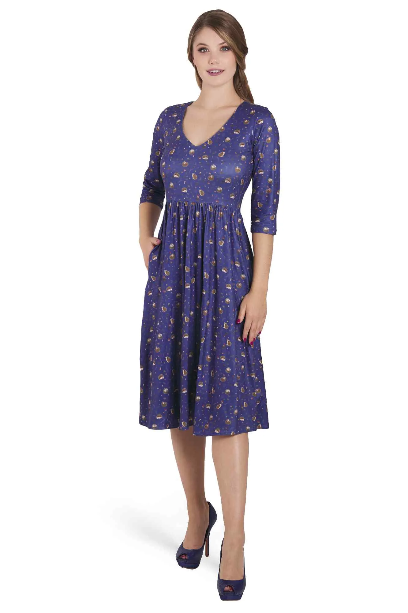 Billie Long Sleeved Purple Hedgehog Dress