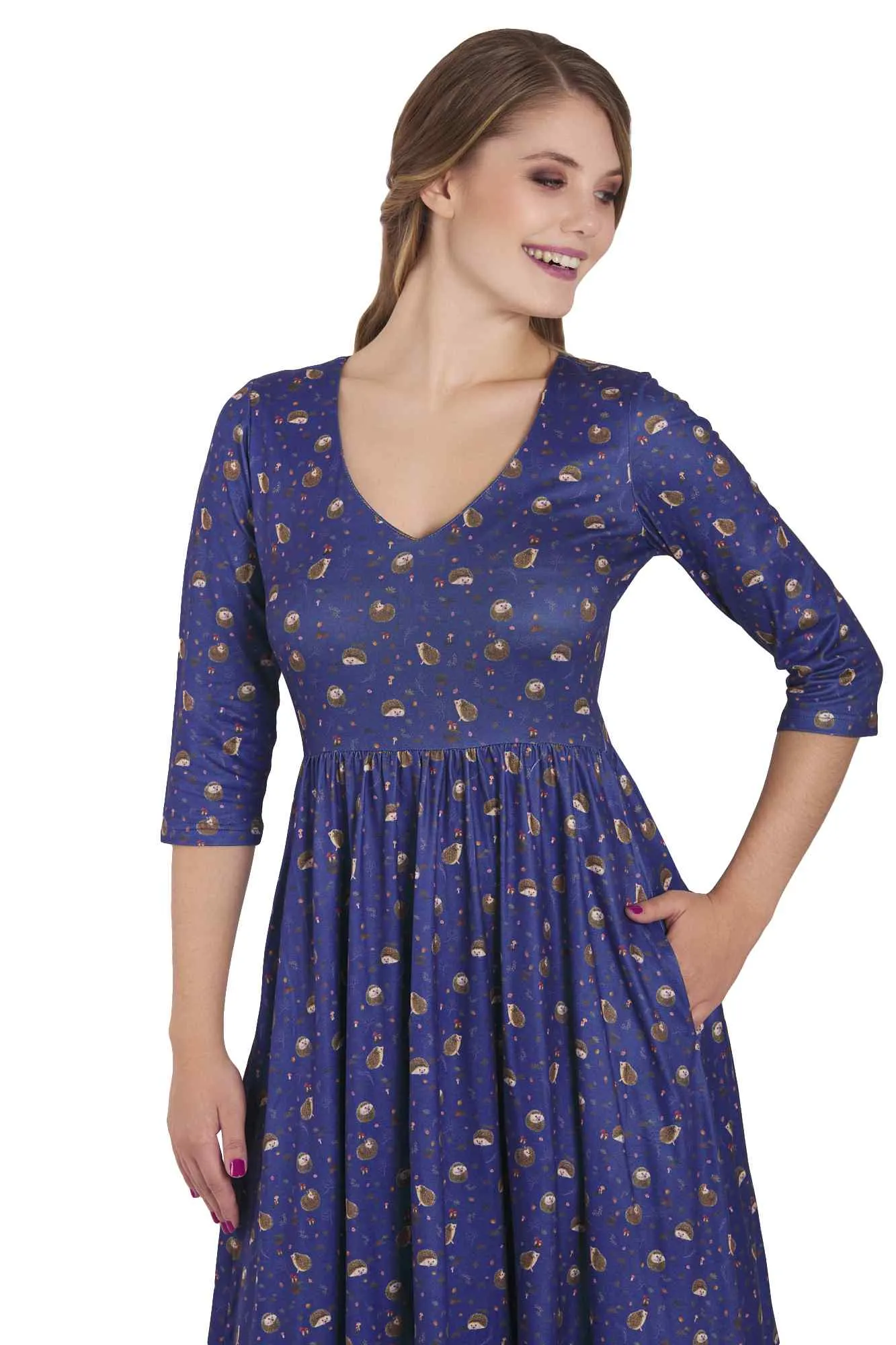 Billie Long Sleeved Purple Hedgehog Dress