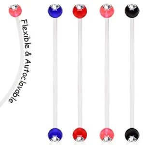 BioFlex UV Coated Acrylic Gemmed Ball Belly Ring