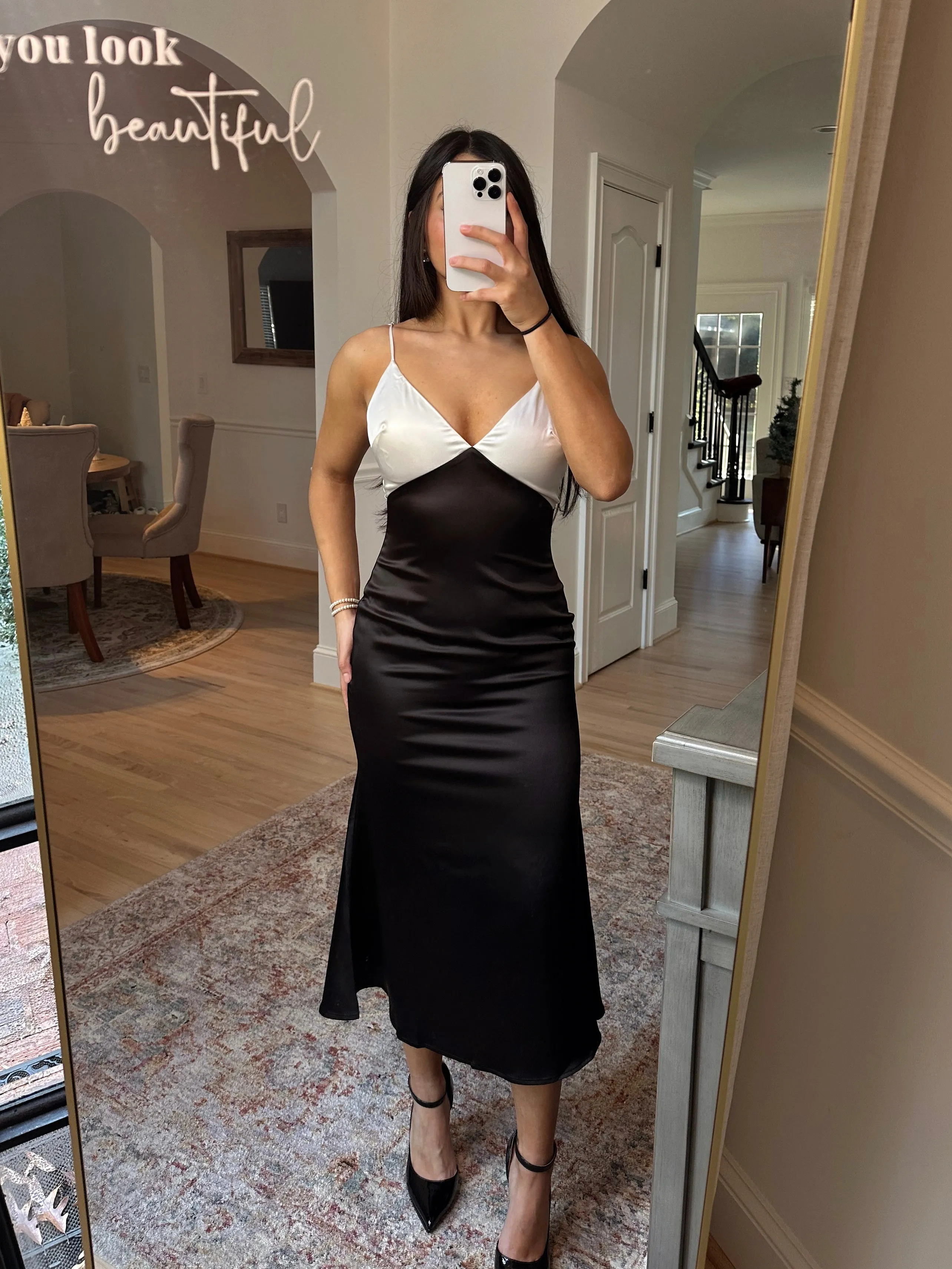 Black & White Satin Dress