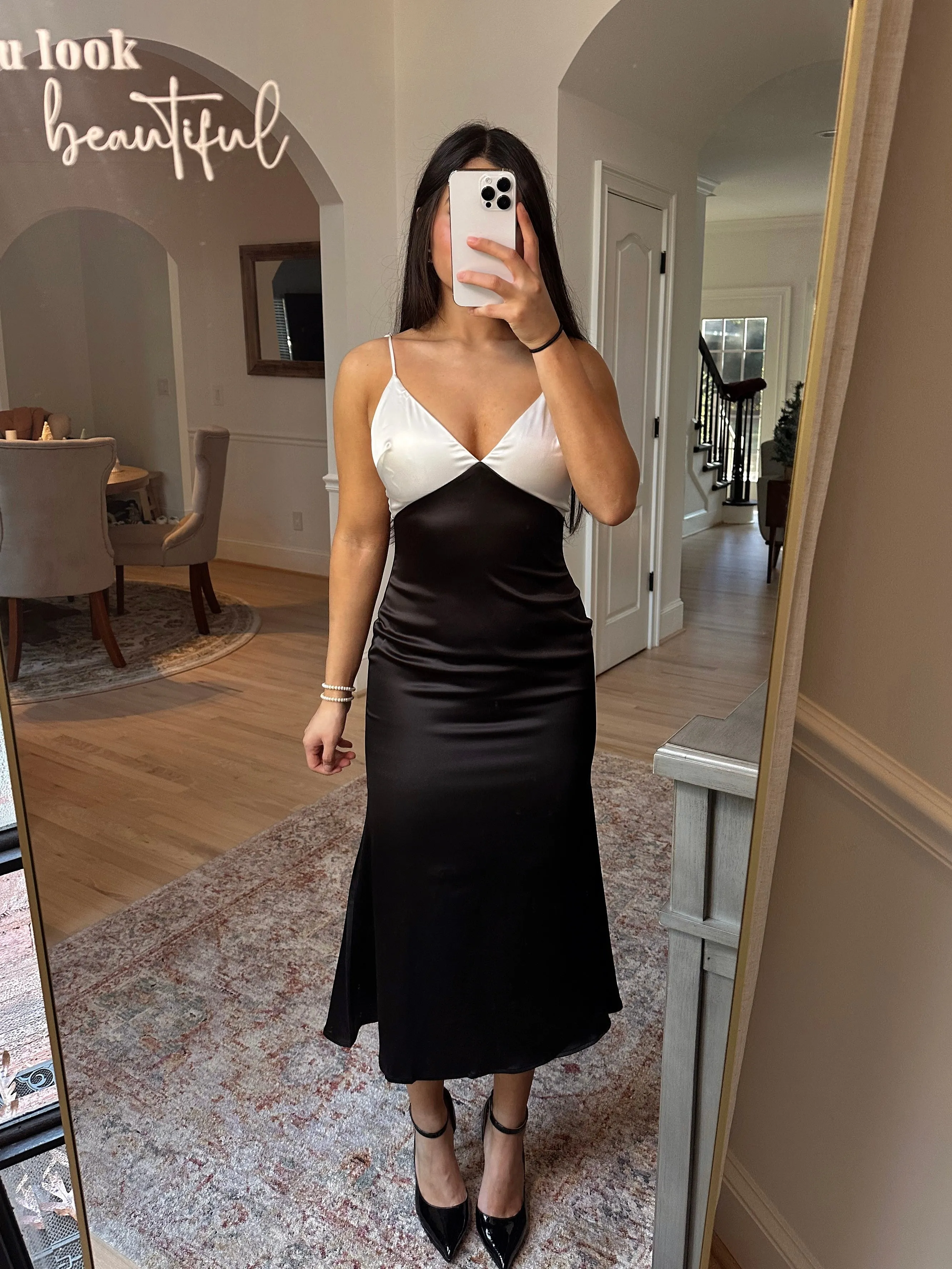 Black & White Satin Dress