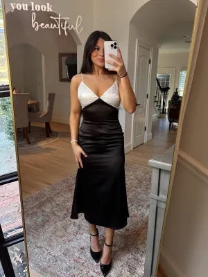 Black & White Satin Dress