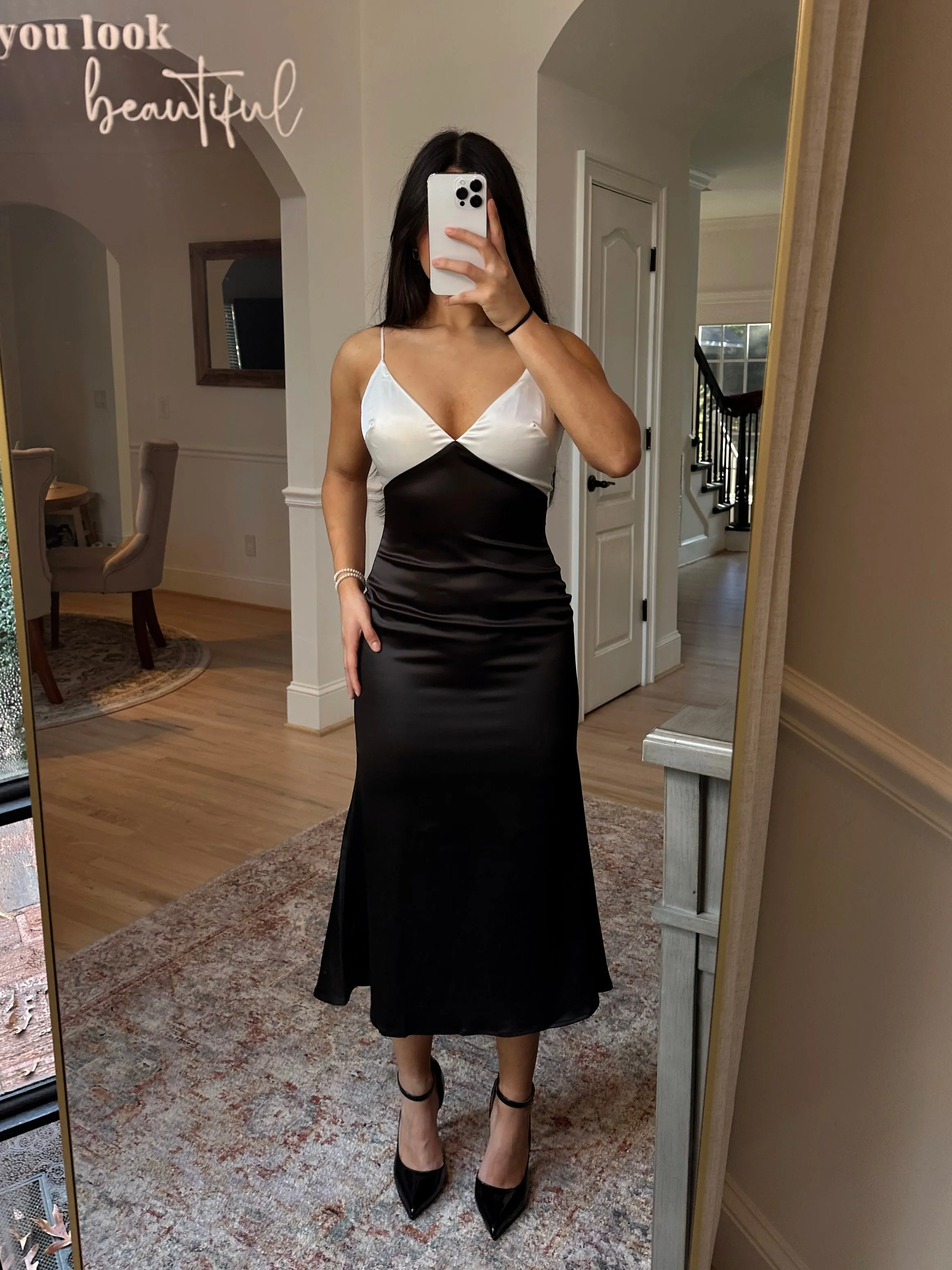 Black & White Satin Dress