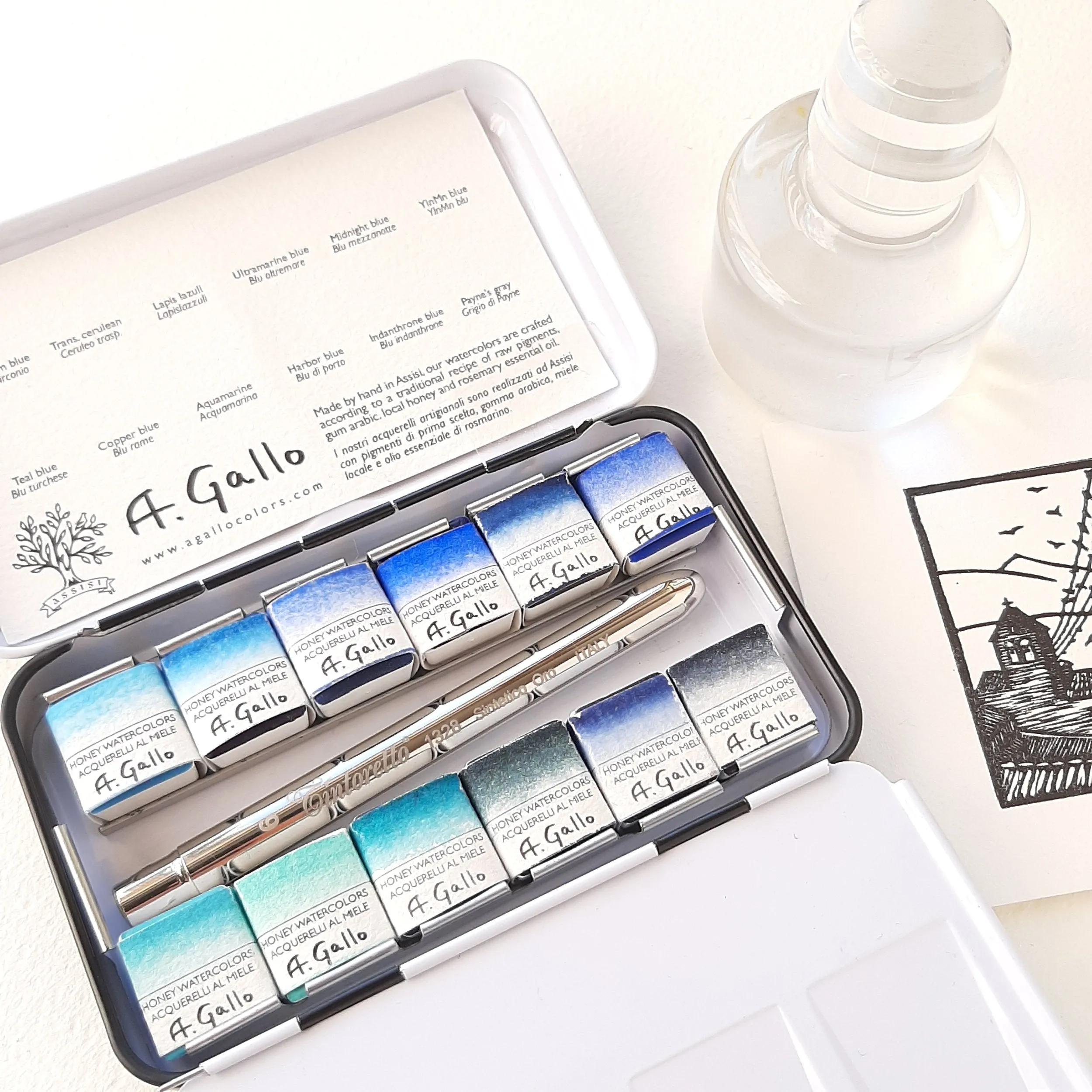 Blue Palette - Handmade Watercolor set