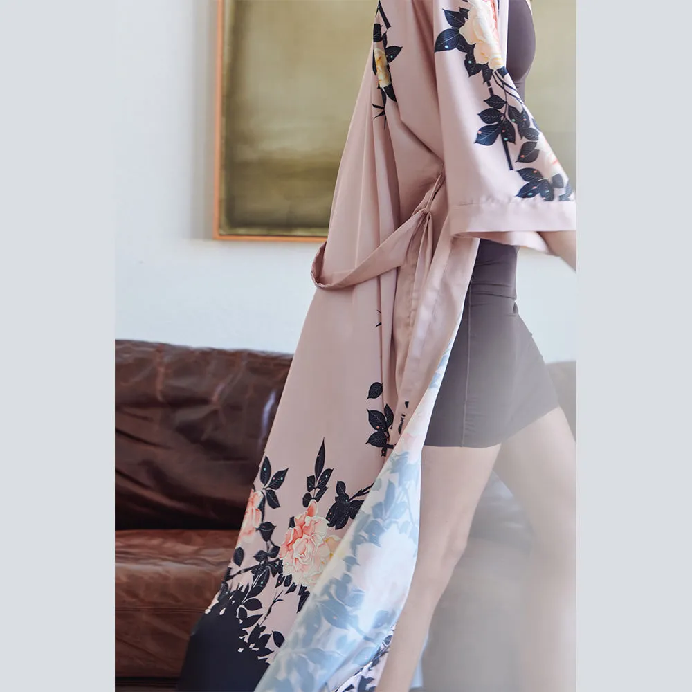 Blush Rose Long Kimono Robe