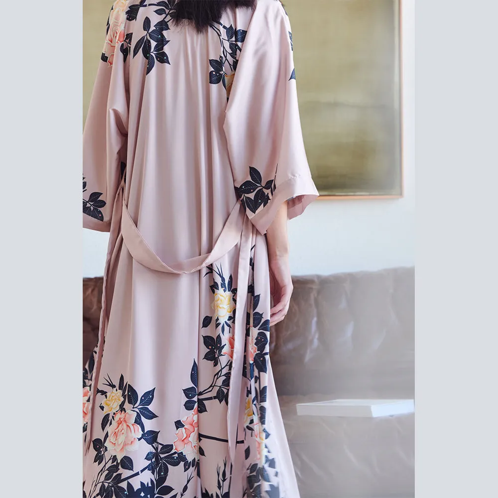 Blush Rose Long Kimono Robe