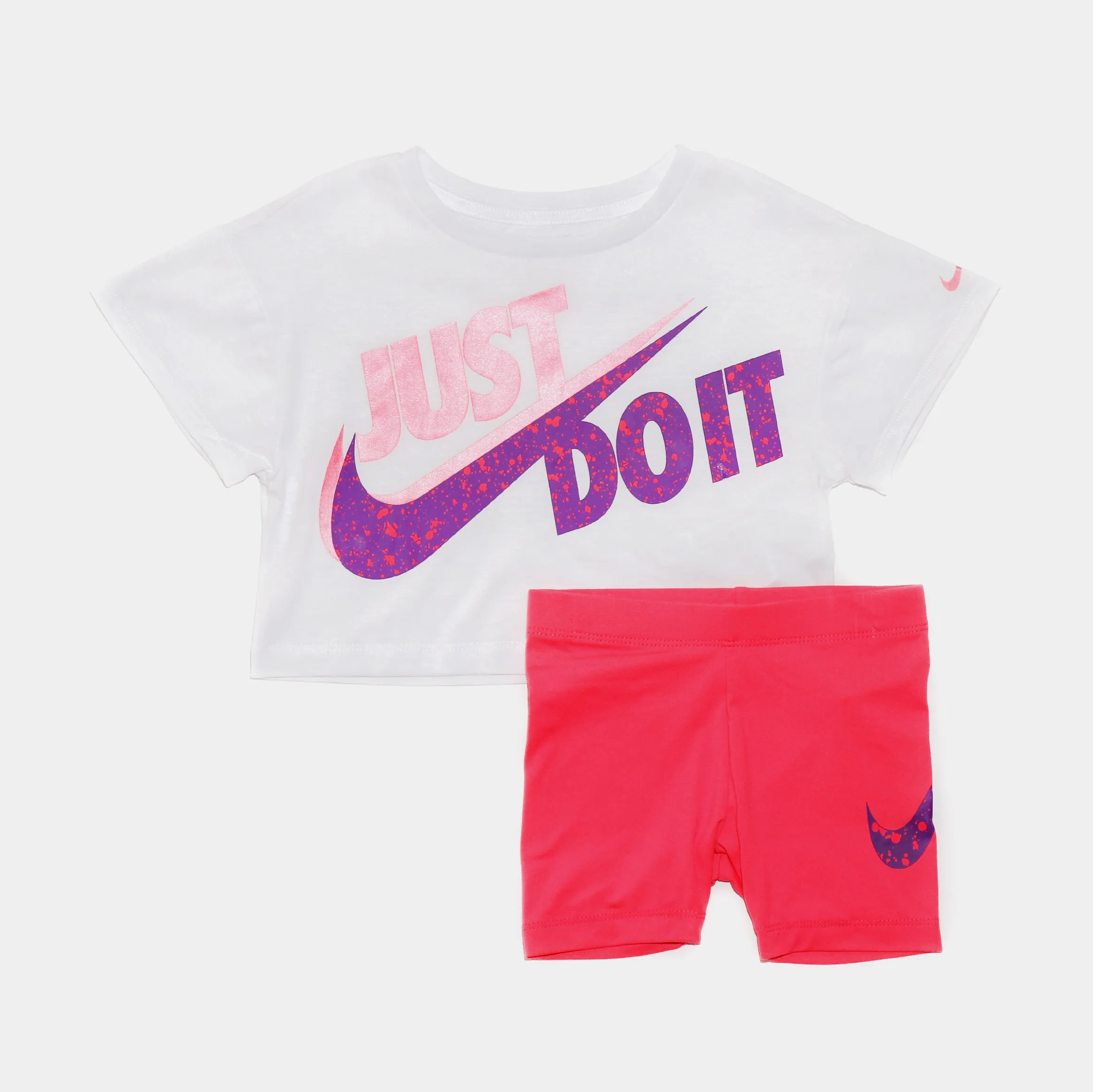 Boxy Tee and Bike Short Set Infant Toddler Set (Pink)