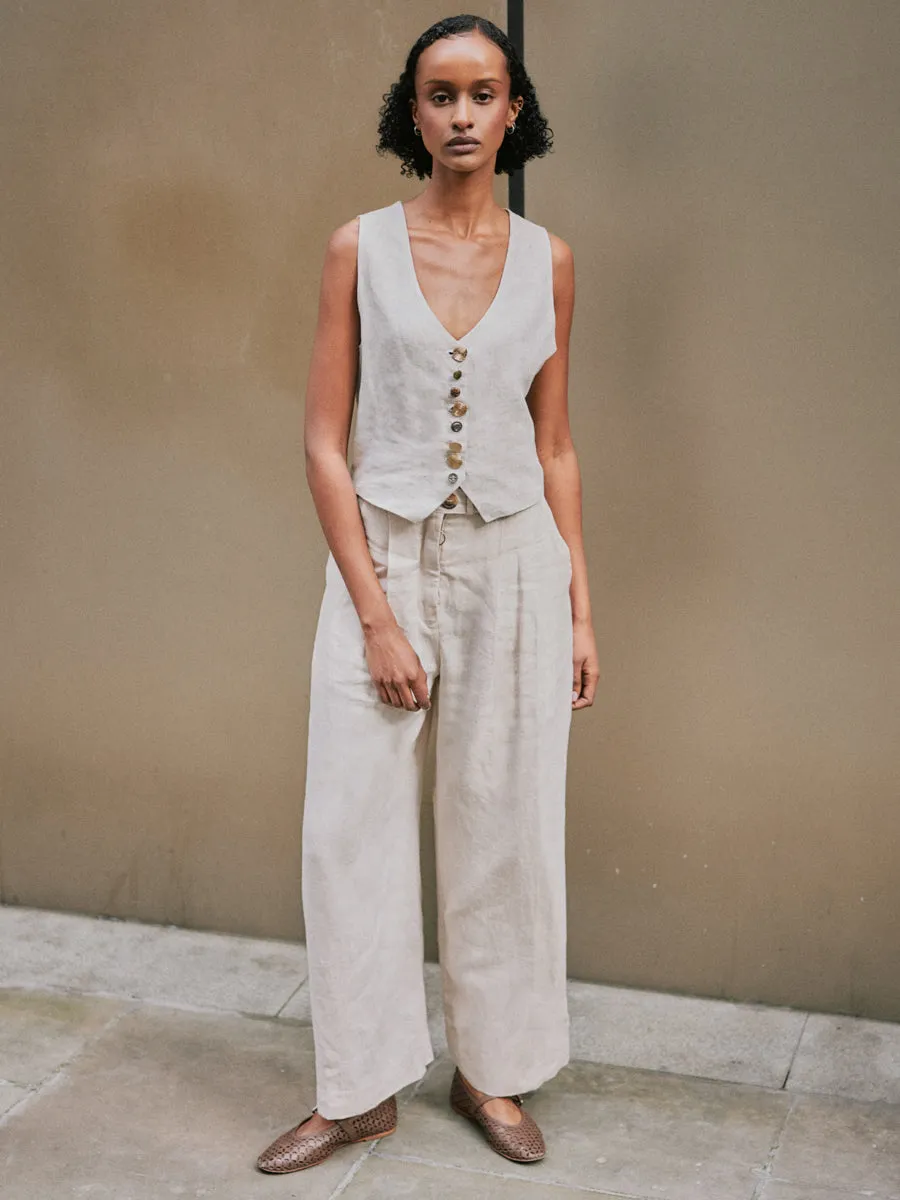 Celeste Linen Trousers in Beige