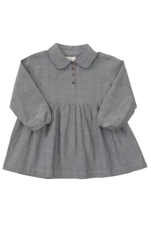 CHAMBRAY DRESS WITH COLLAR - NAVY