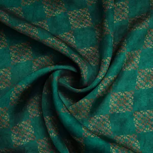 Dark Green Geometrical Print Bemberg Gajji Silk 20956