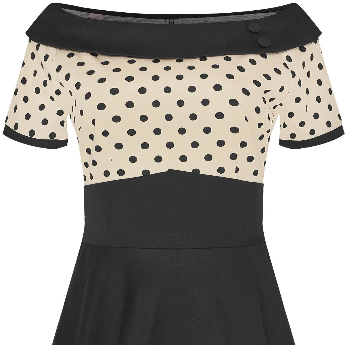 Darlene Retro Polka Dots Swing Dress in Black