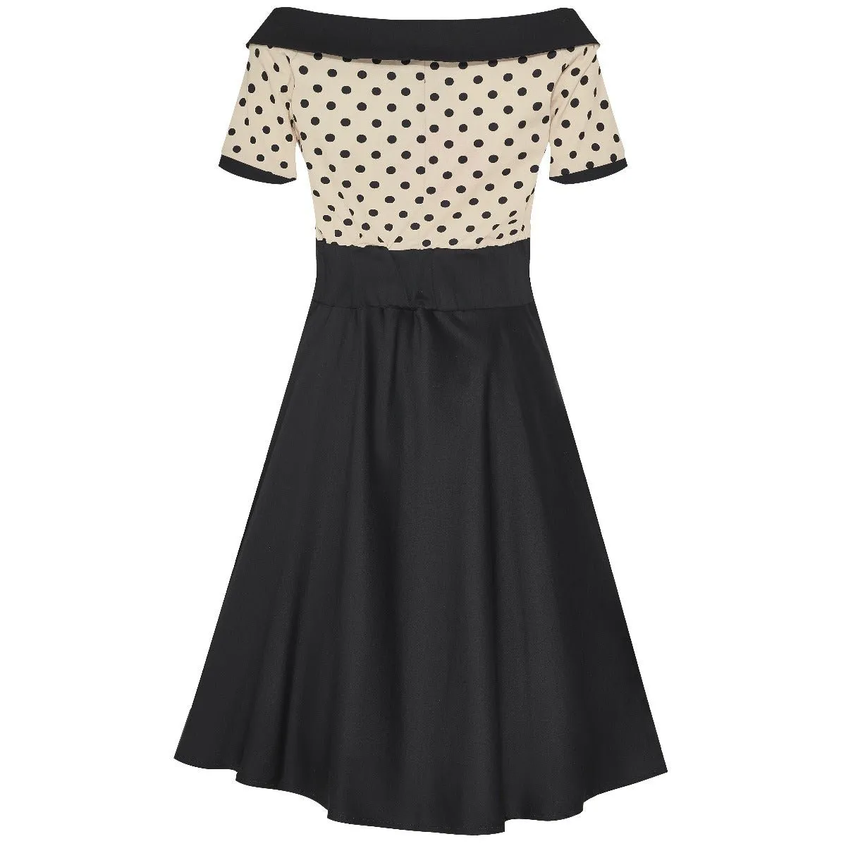 Darlene Retro Polka Dots Swing Dress in Black