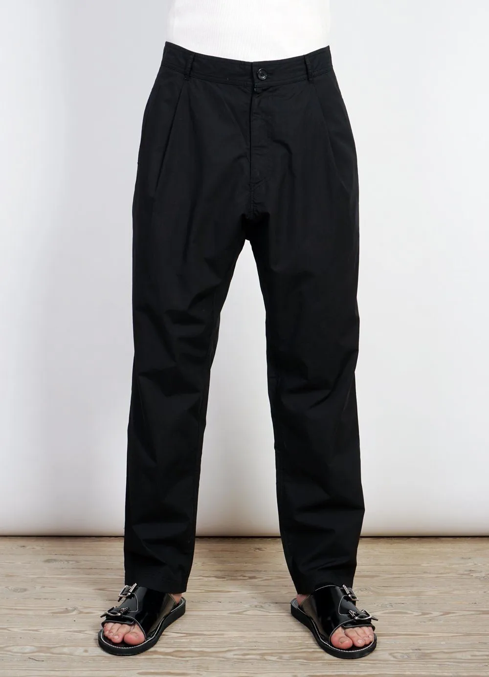 EIGIL | Light Wide Cut Summer Trousers | Black