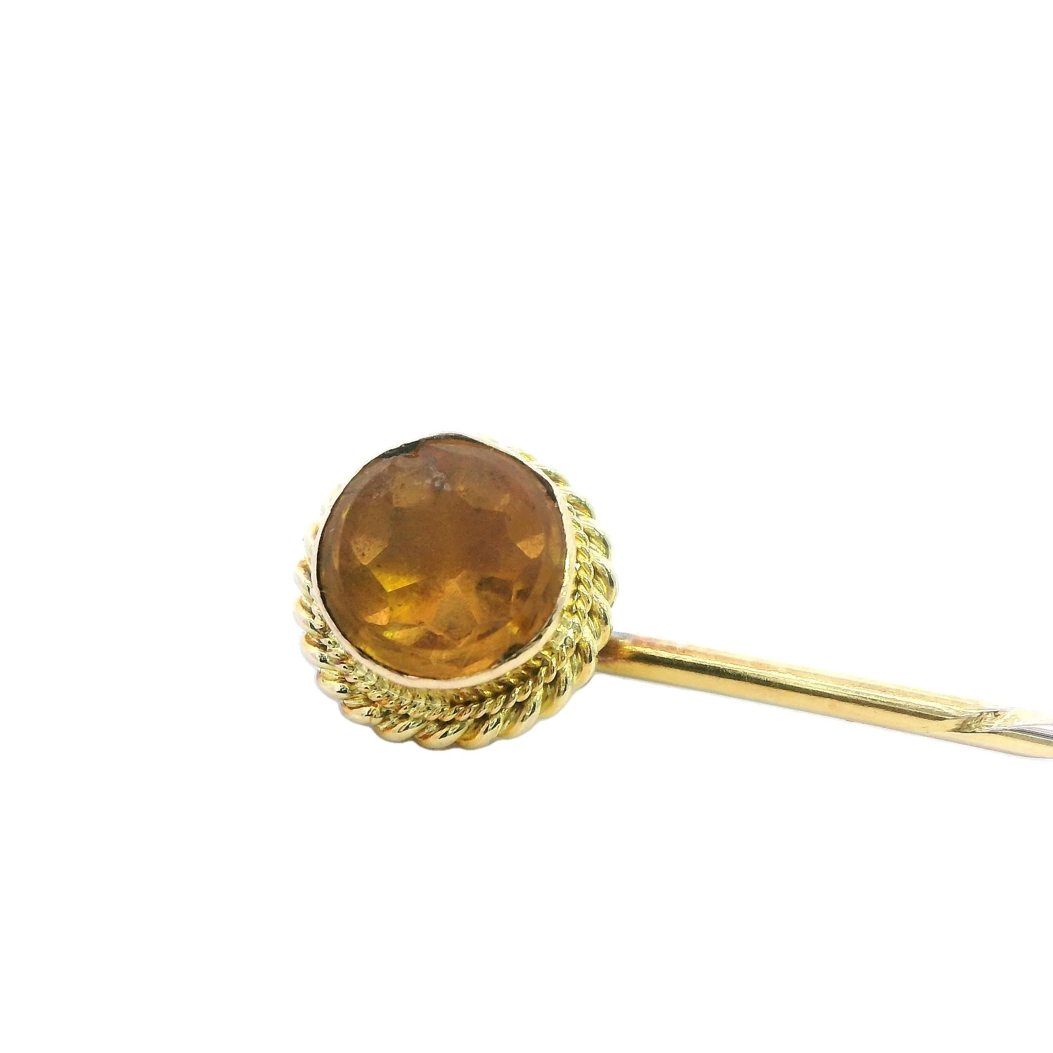 Elegant 9ct Yellow Gold Pin with Citrine Gemstone - Vintage