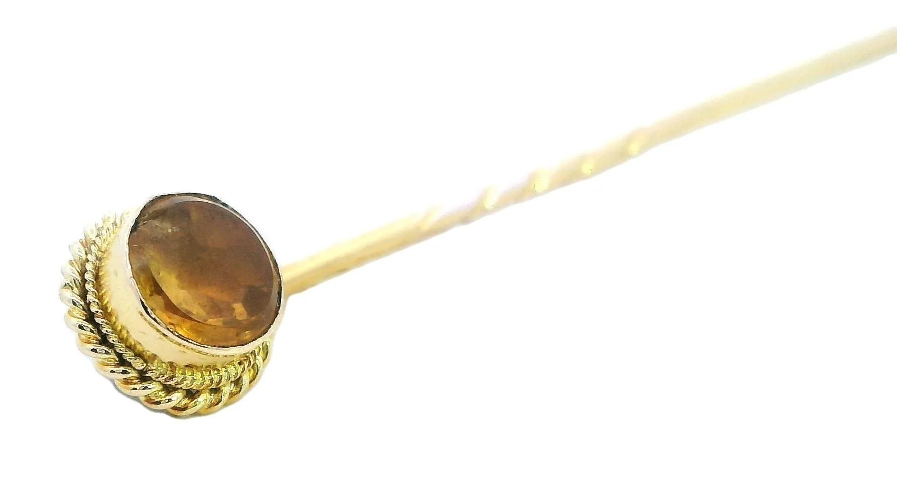 Elegant 9ct Yellow Gold Pin with Citrine Gemstone - Vintage