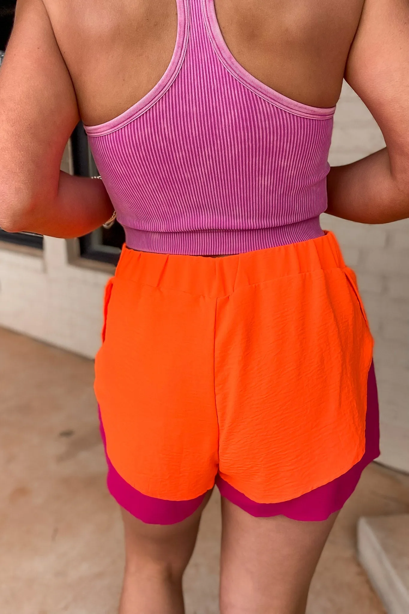 Feeling Wild Orange And Fuchsia Shorts