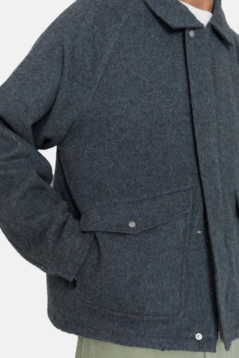 Folk Winter Cropped Coat (Charcoal Wool)