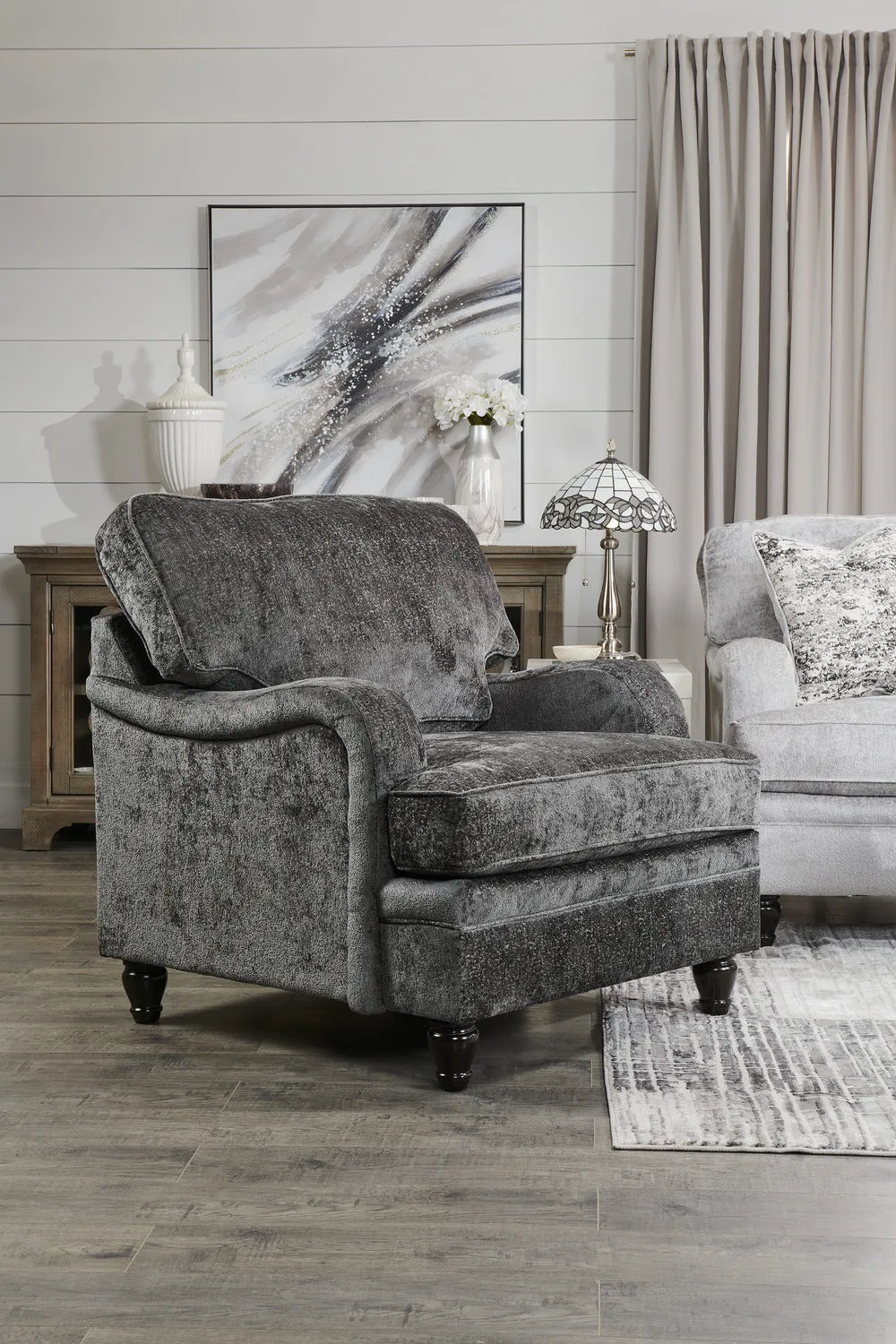 Greycliff Chenille Chair - Charcoal