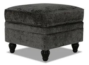 Greycliff Chenille Ottoman - Charcoal