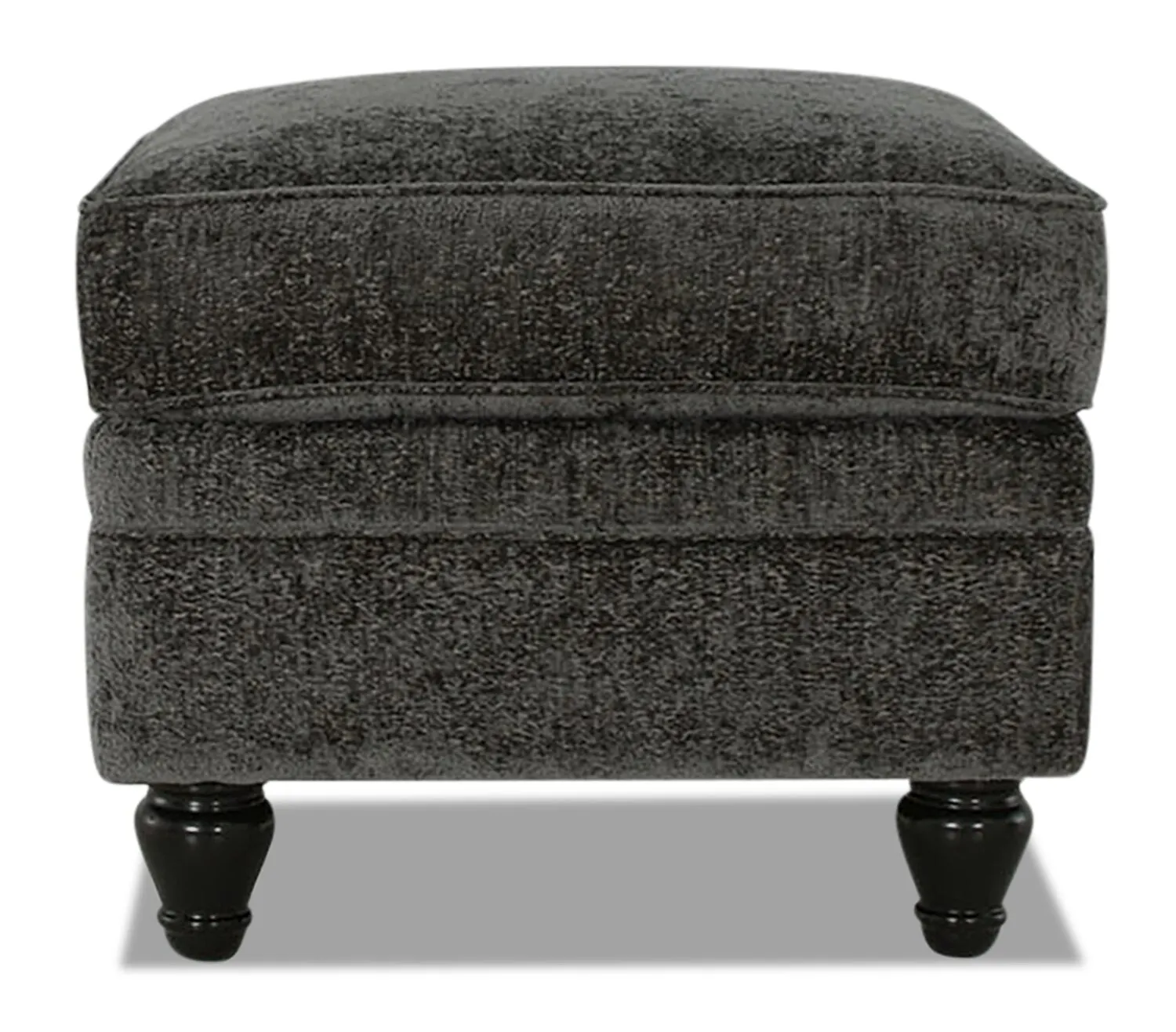 Greycliff Chenille Ottoman - Charcoal