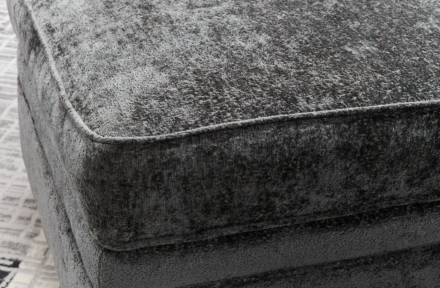 Greycliff Chenille Ottoman - Charcoal