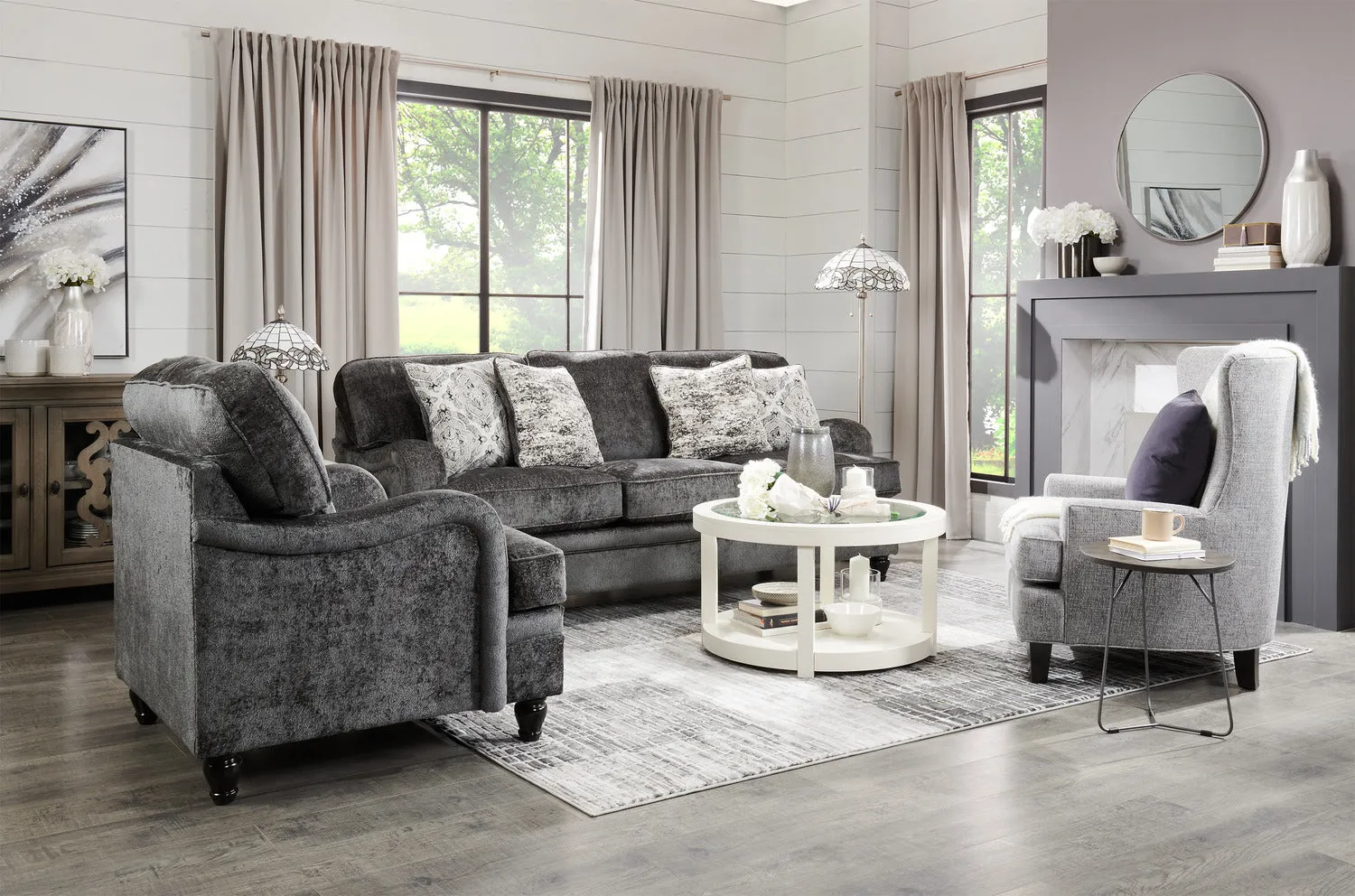 Greycliff Chenille Sofa - Charcoal