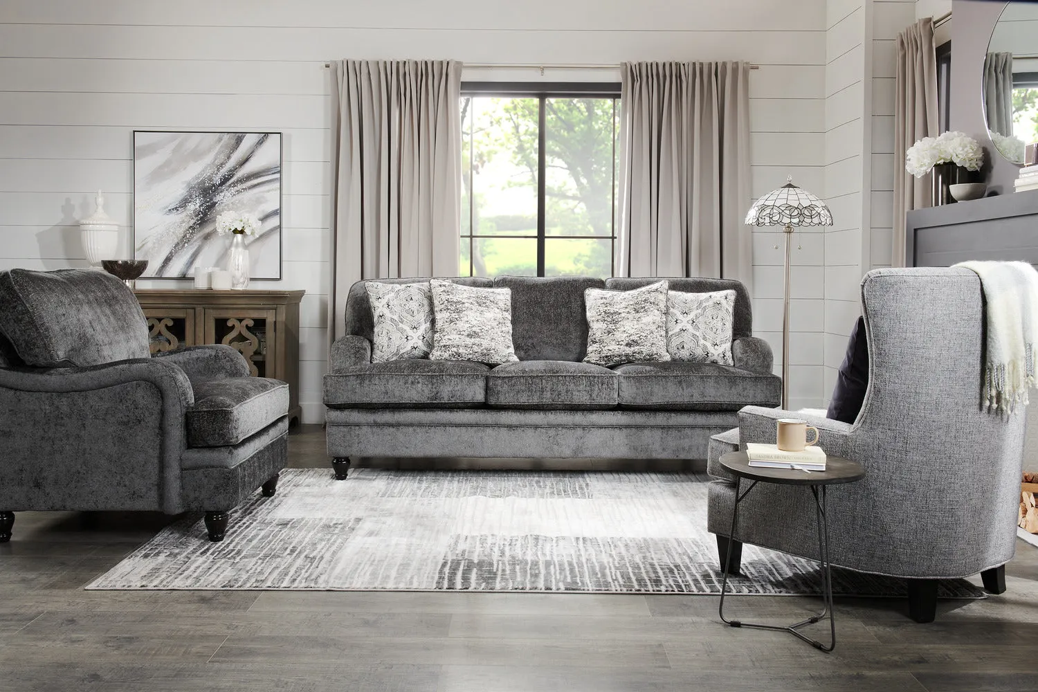 Greycliff Chenille Sofa - Charcoal