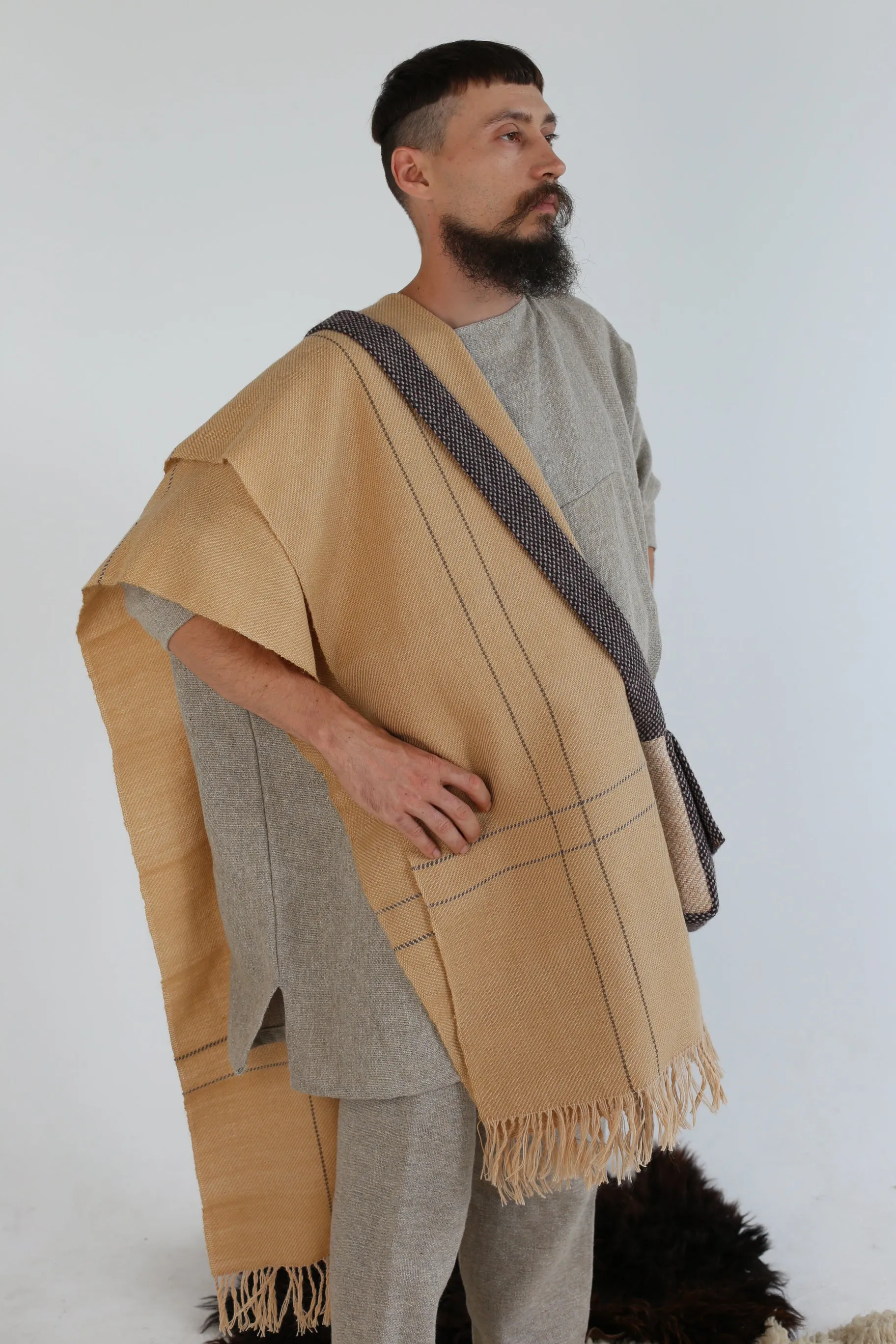 HANDWOVEN BREDMOSE CAPE/ Iron Age Wool Shawl from Denmark / Historical cloak / found in Bredmose/ historical costume, reenactment, handmade.