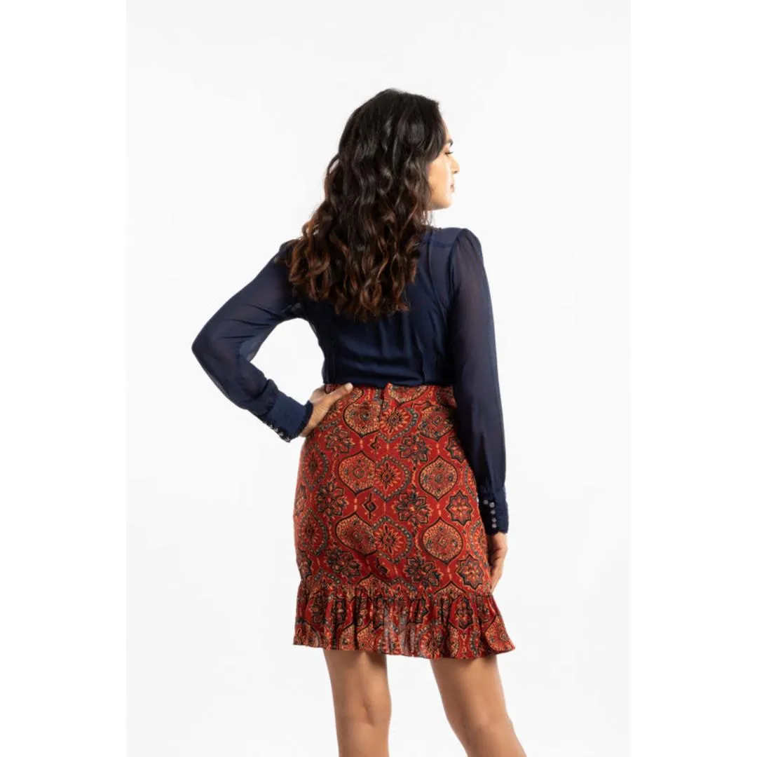 House of Ara Cupro Fabric Akrakh Ruffled Mini Skirt