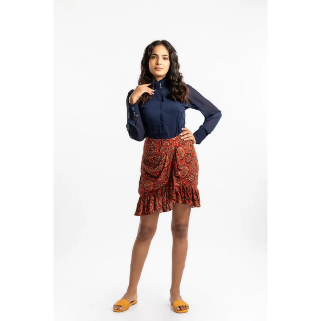 House of Ara Cupro Fabric Akrakh Ruffled Mini Skirt