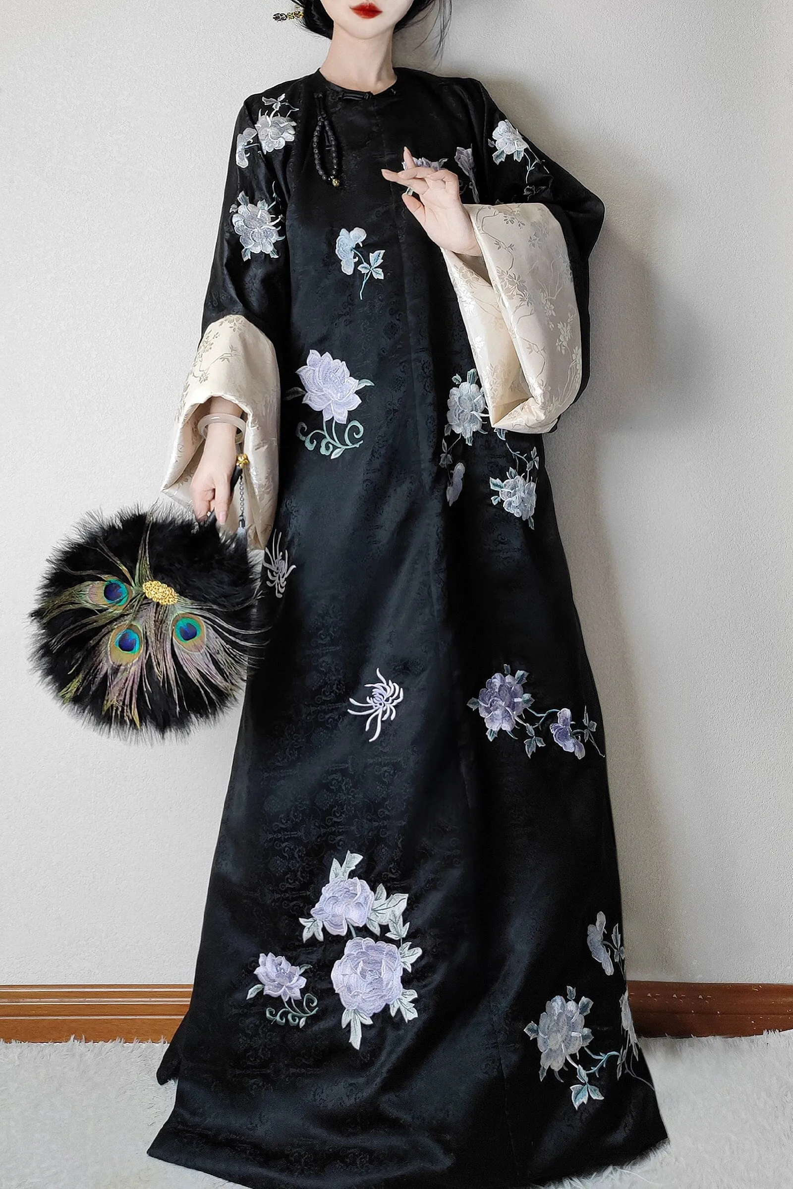 Hua Pao 花袍 Floral Robe Qing Dynasty Qiapao Night Robe